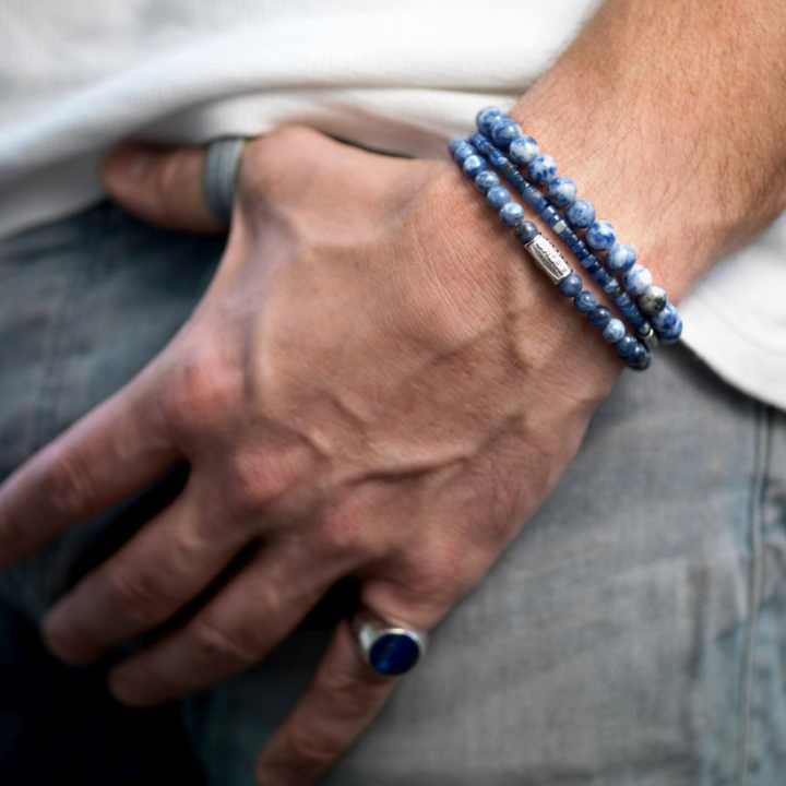 Dutch Delfts Blue - 8mm - Męska Bransoletka z Koralików