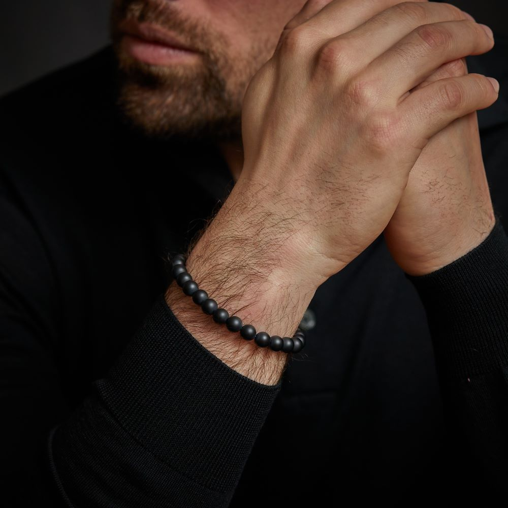 Mad Panther - All-Black - 8mm - Męska Bransoletka z Koralików