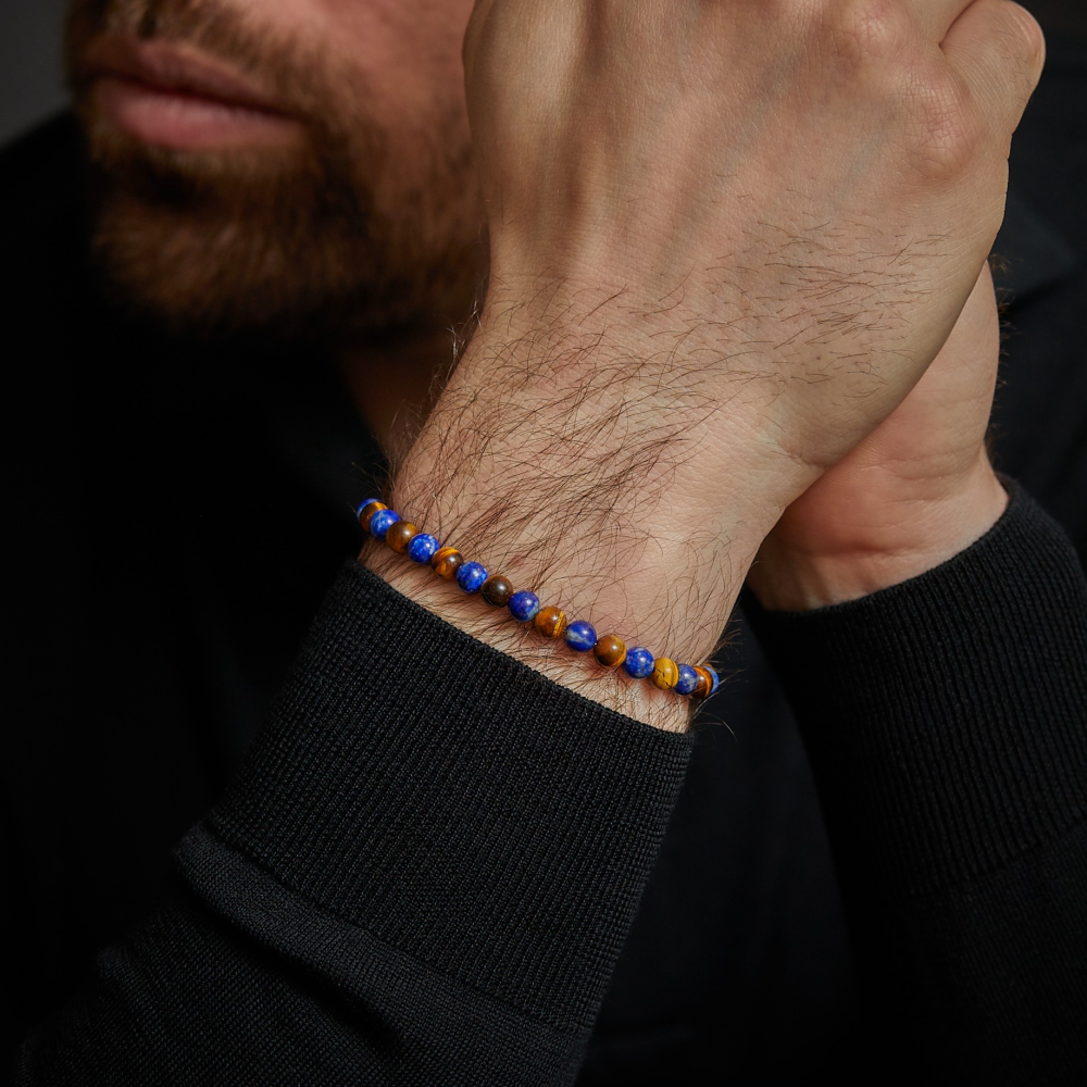 Mix Tiger Lapis - 6mm - Bransoletka Męska