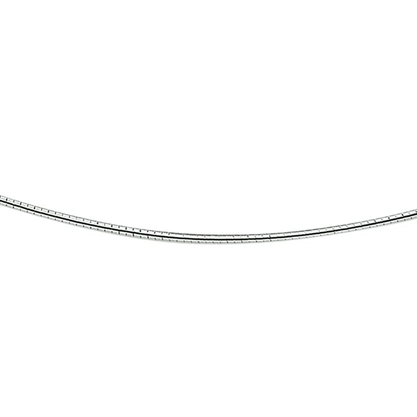 Złoty naszyjnik omega o okrągłym kształcie, grubość 1,4 mm, srebrny, pokryty rodem.