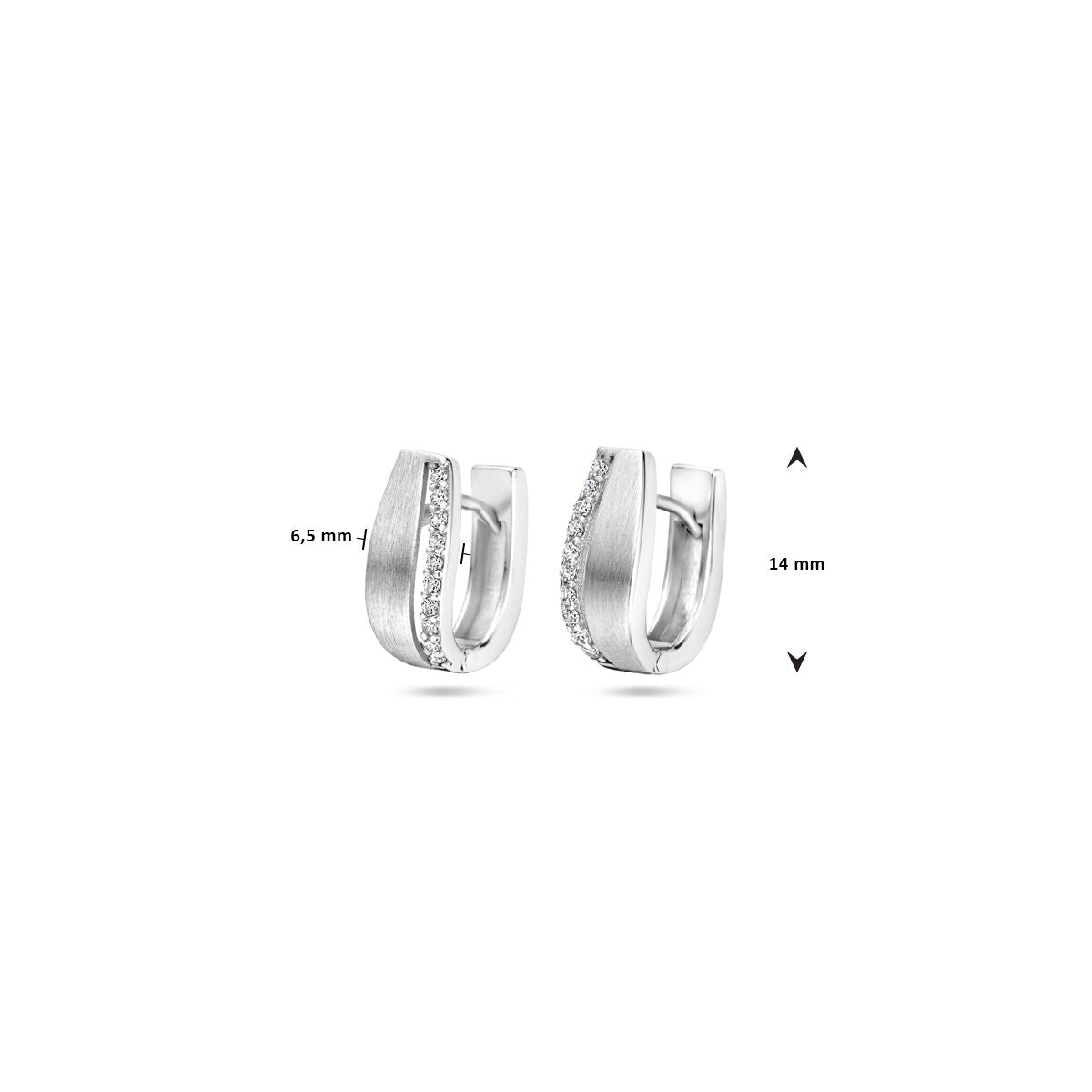 kolczyki koła cyrkonia 14 mm poli/mat srebro rodowane