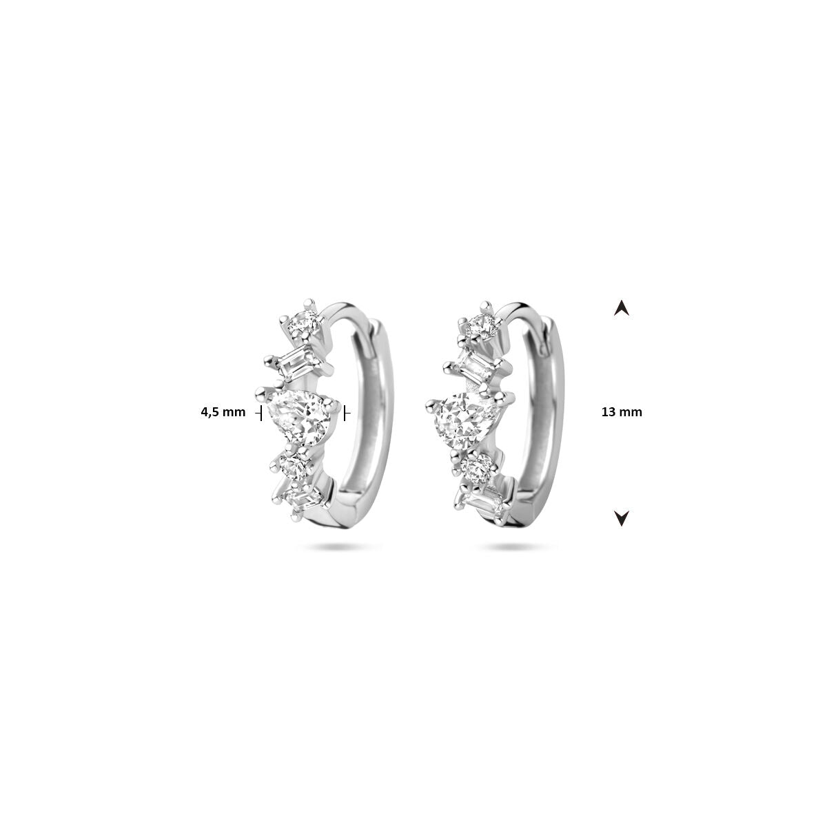 kolczyki koła cyrkonia 13 mm srebro rodowane