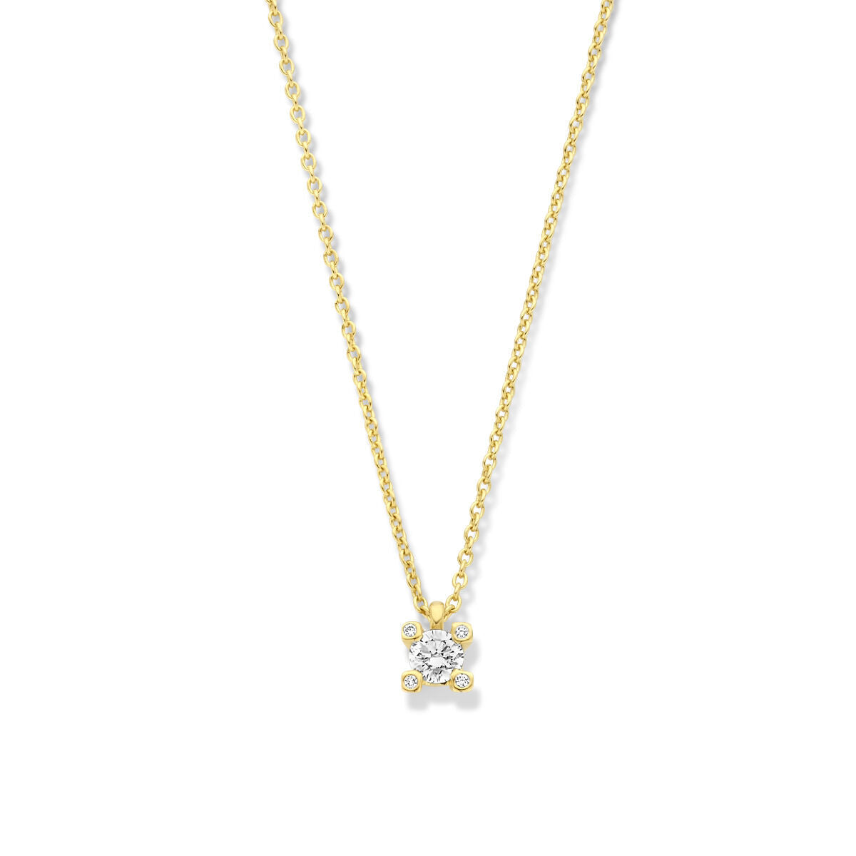 collier diamant 42 cm 0.11ct h si 14K geelgoud