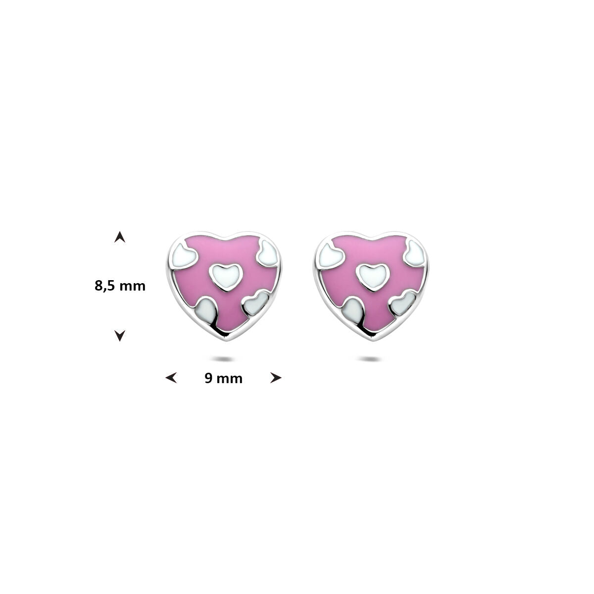 kolczyki wkrętki serce 8,5 mm srebro rodowany