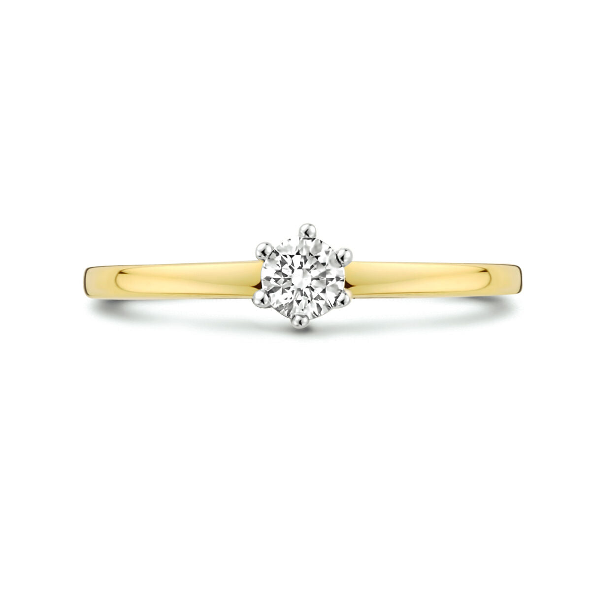 pierścionek diament 0.20ct h si 14K bicolor złoto żółte/białe