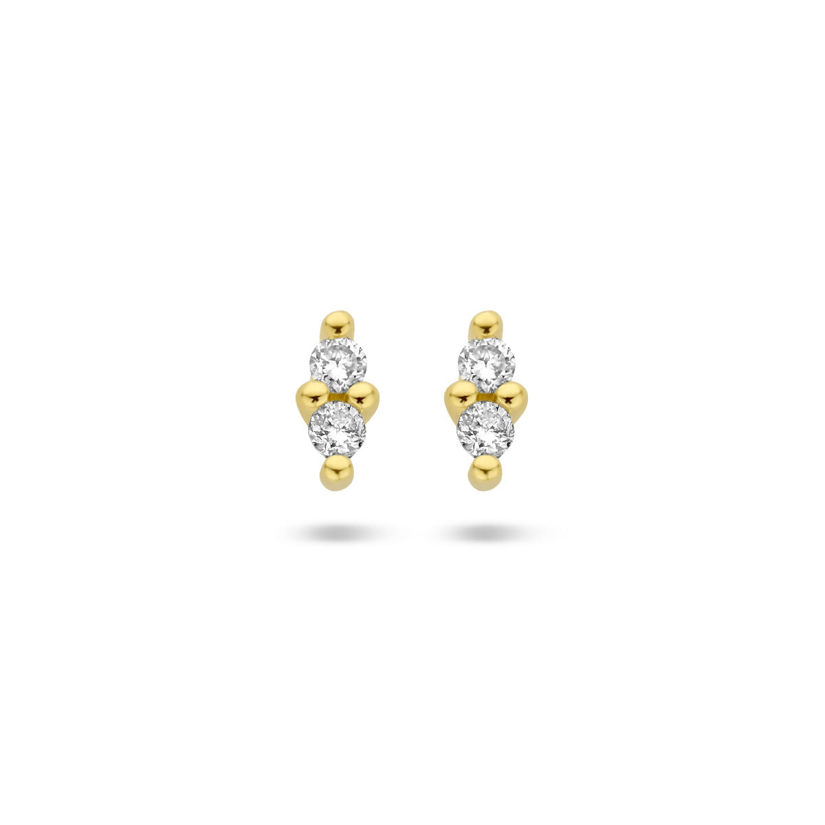 Kolczyki z diamentami 0,04 ct (2x 0,02 ct) w żółtym złocie 14K.