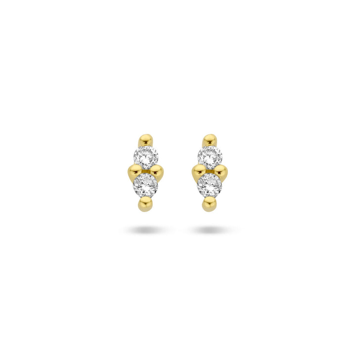 Een paar Van der Kooij Collectie oorknoppen diamant 0.04ct (2x 0.02ct) h p1 in 14K geelgoud-elegante dames sieraden voor elke gelegenheid, perfect bij elke outfit.