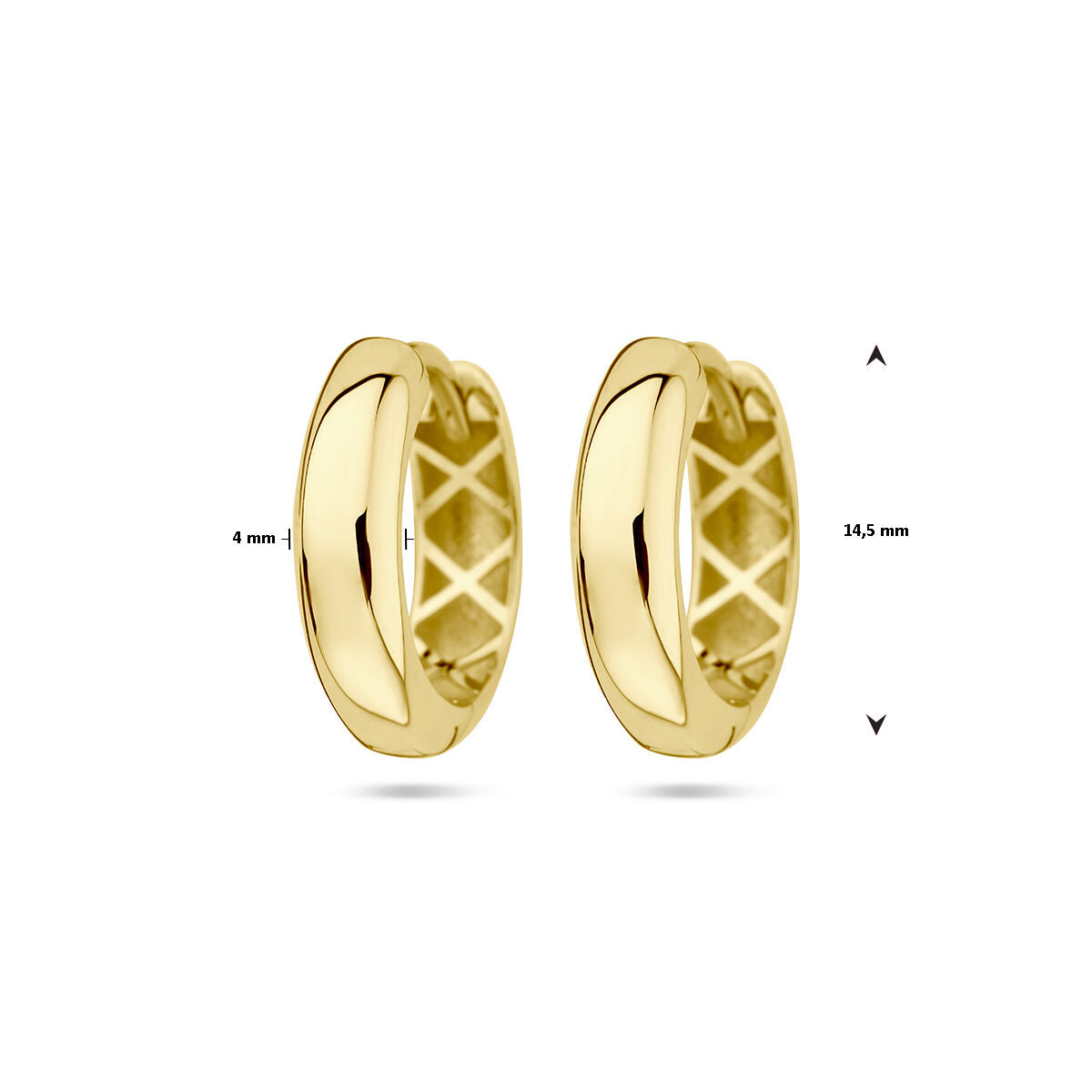 klipsy 4,0 mm półokrągła rura 14K żółte złoto