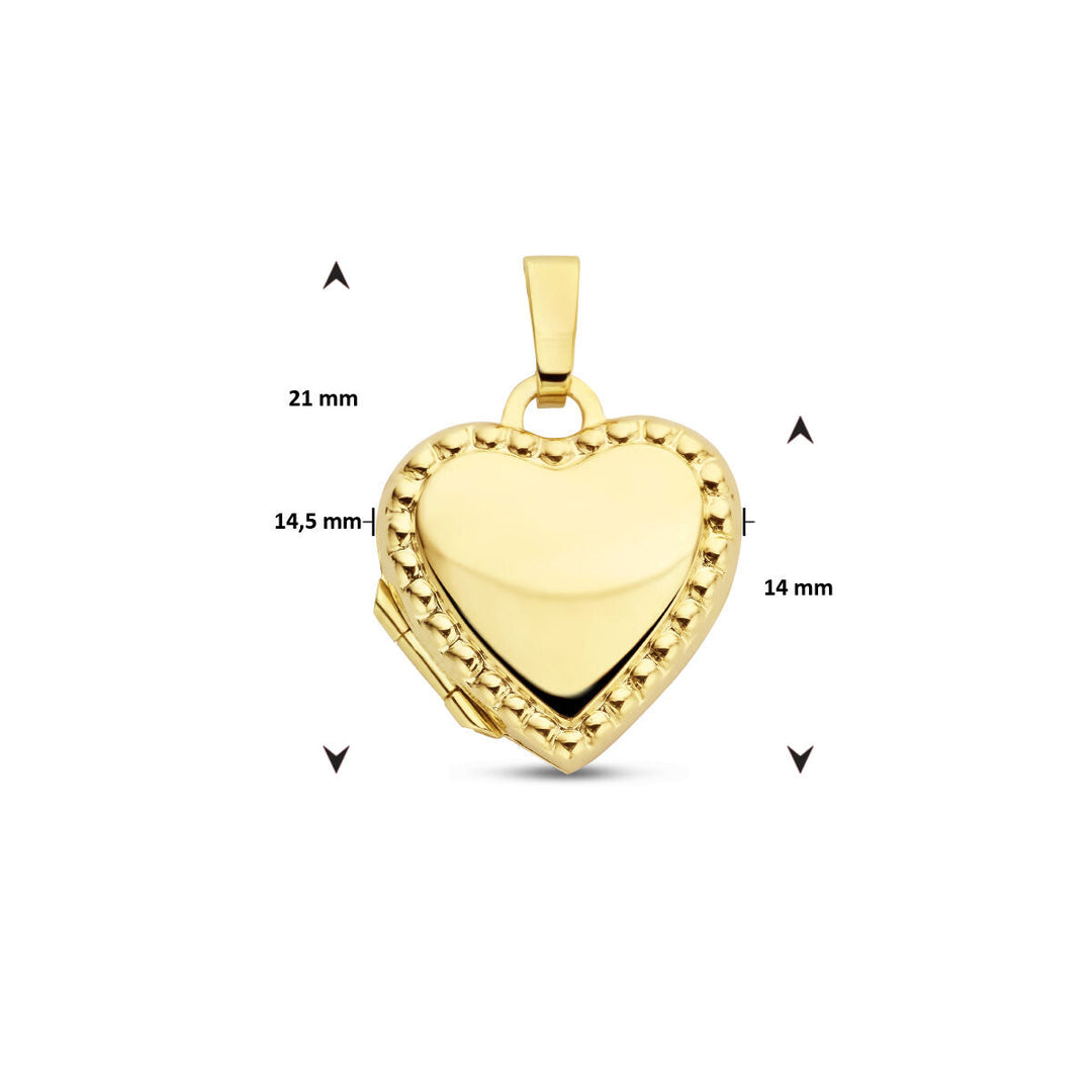medaillon hart bolletjes 14K geelgoud