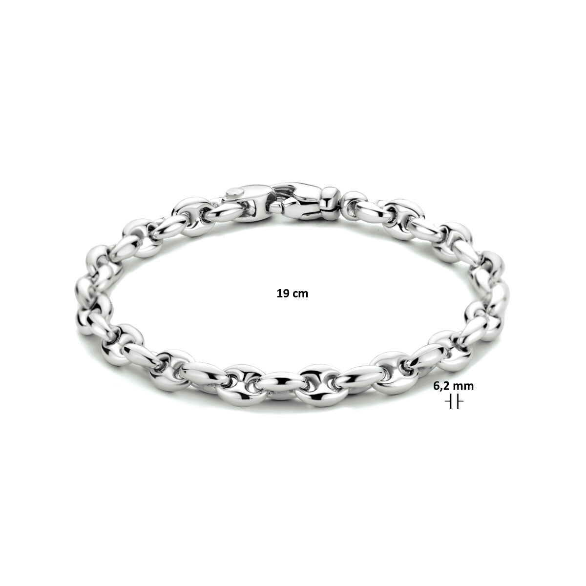 bransoletka ziarno kawy 6,2 mm 19 cm srebro rodowane