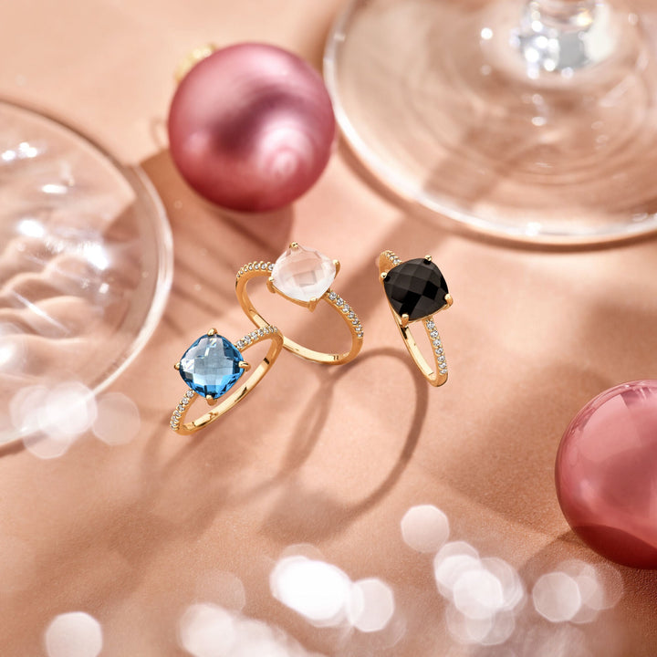 ring rozenkwarts en zirkonia 14K roségoud