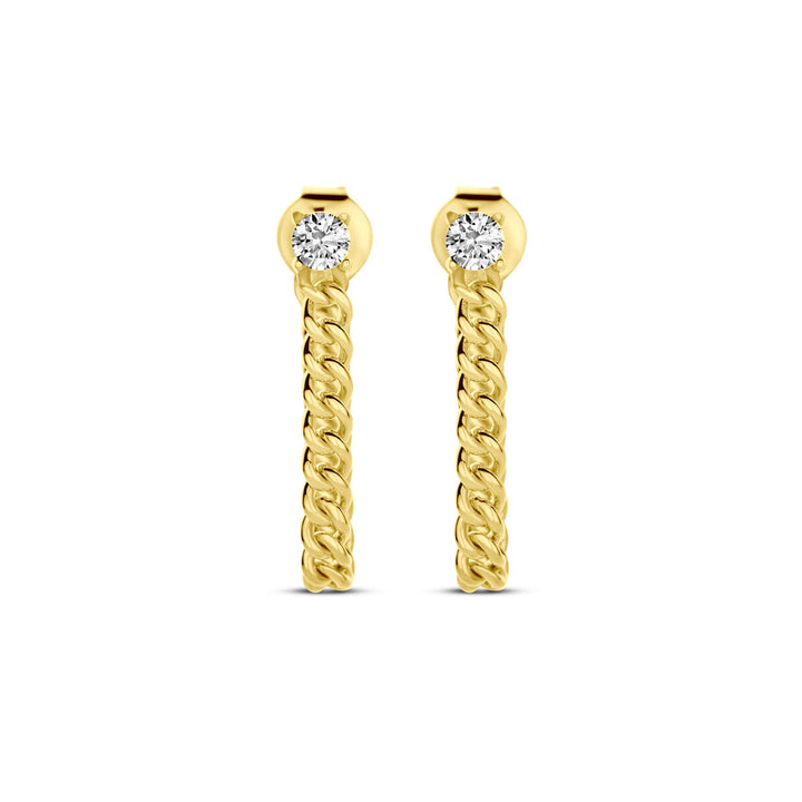 oorknoppen zirkonia 1 micron zilver verguld (geel)