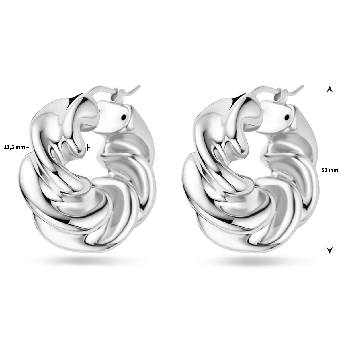 kolczyki koła skręcone 30 mm srebro rodowane