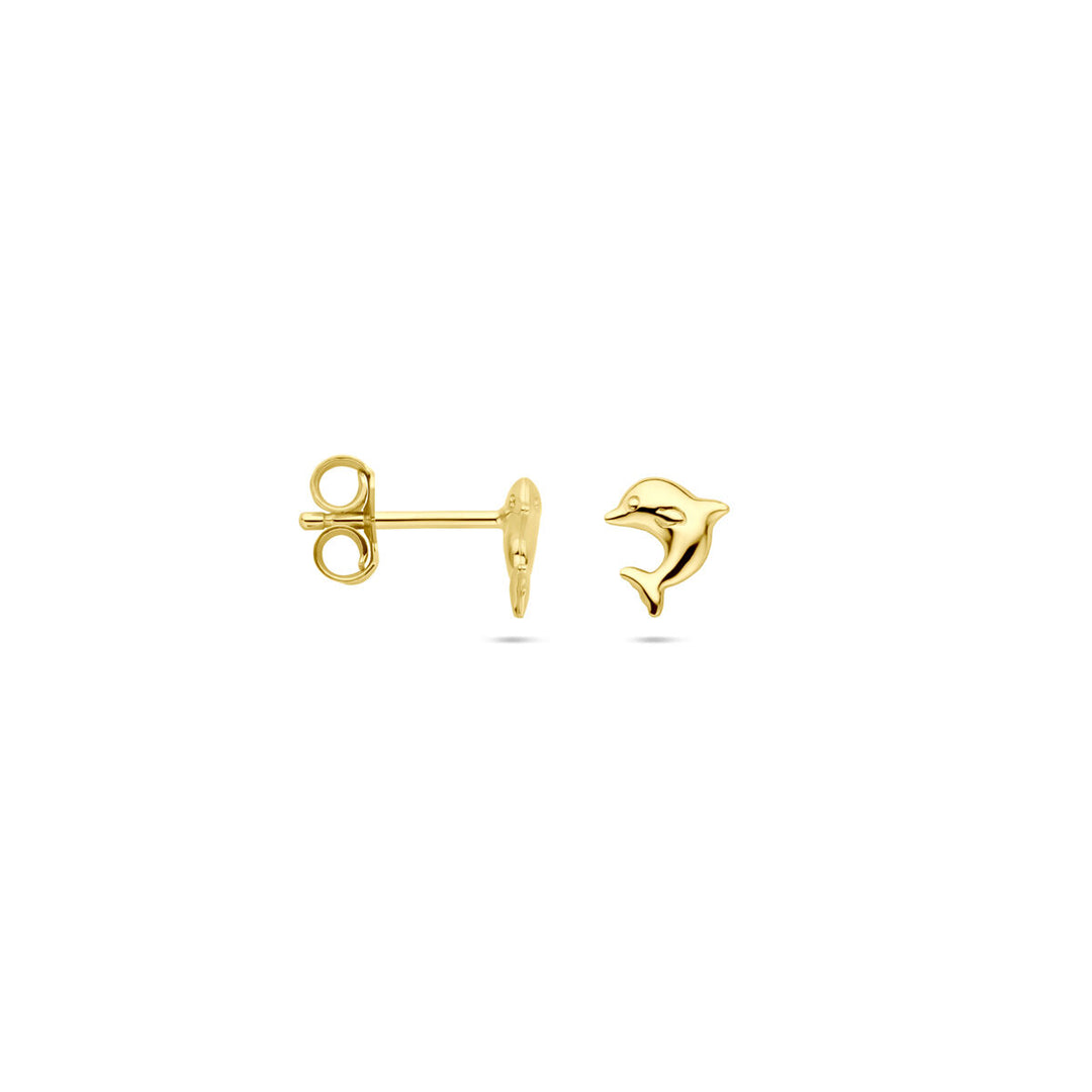 oorknoppen dolfijn 7 mm 14K geelgoud