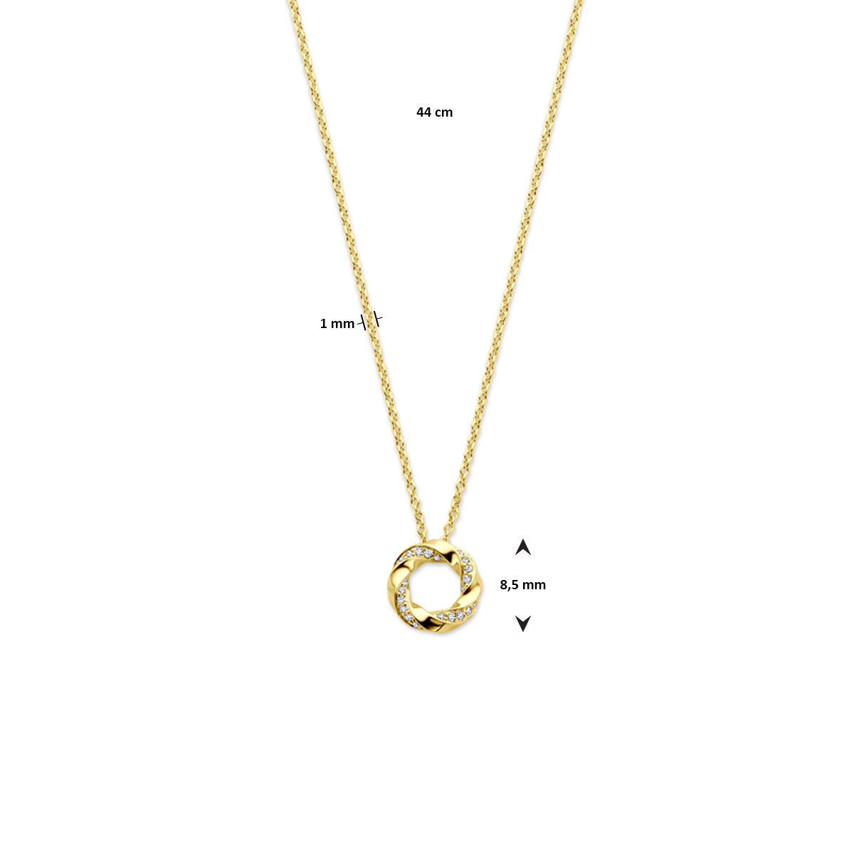 naszyjnik diament 0.06ct h si 44 cm 14K żółte złoto