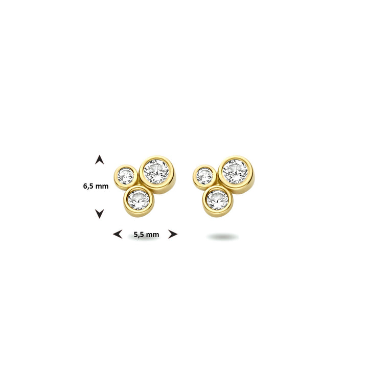 oorknoppen zirkonia 14K geelgoud