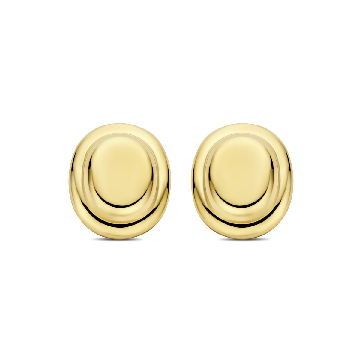 Gouden oorknoppen van 1 micron zilver verguld, met een gladde, ronde vorm.
