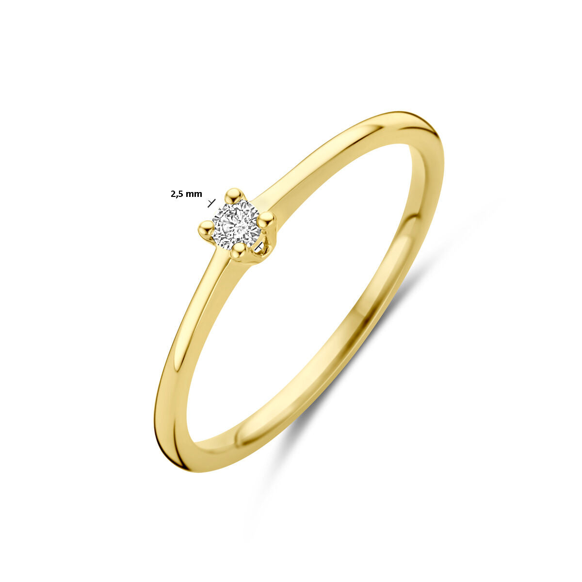 pierścionek diament 0.05ct h si 14K żółte złoto