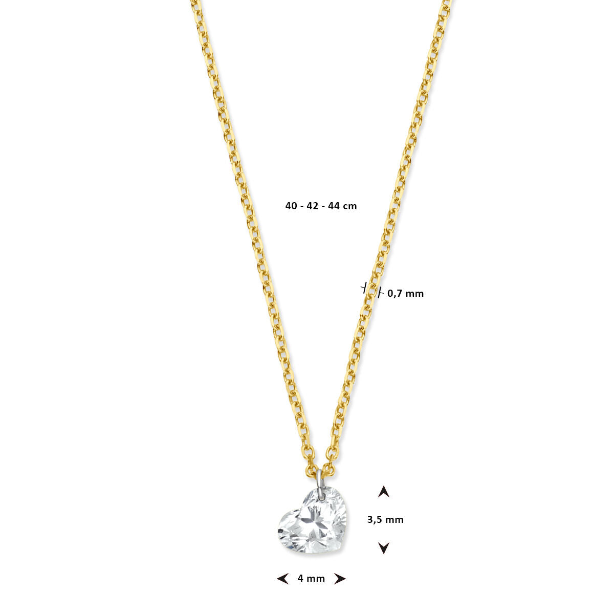 naszyjnik serce diament 40 – 42 – 44 cm 0.20ct g si 18K żółte złoto