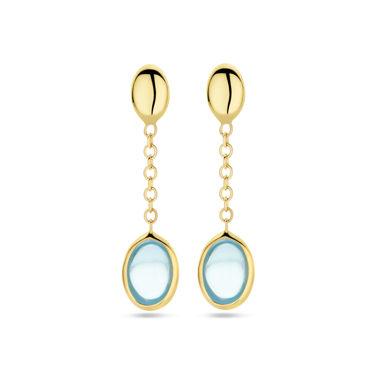 kolczyki niebieski topaz 26 mm 14K żółte złoto