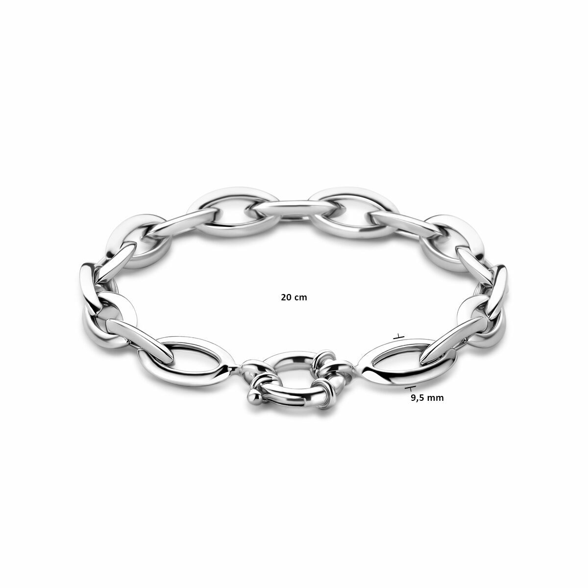 bransoletka kotwica 9,5 mm 20 cm z dużym zapięciem sprężynowym srebro rodowane
