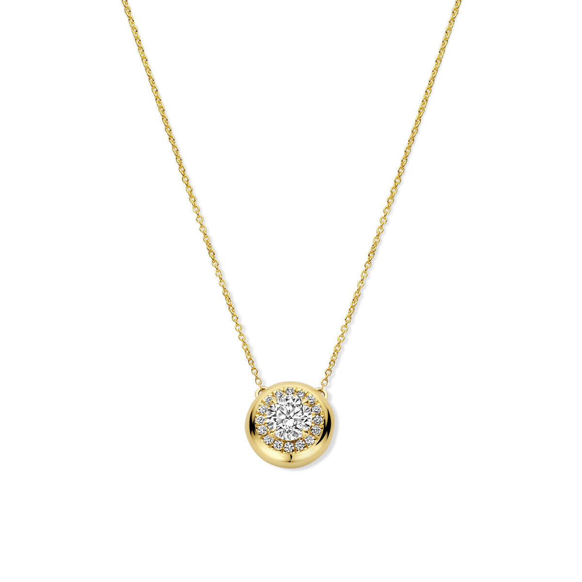 Naszyjnik z lab-grown diamentami o wadze 0,49 ct, w złotej kopercie z 14K żółtego złota.