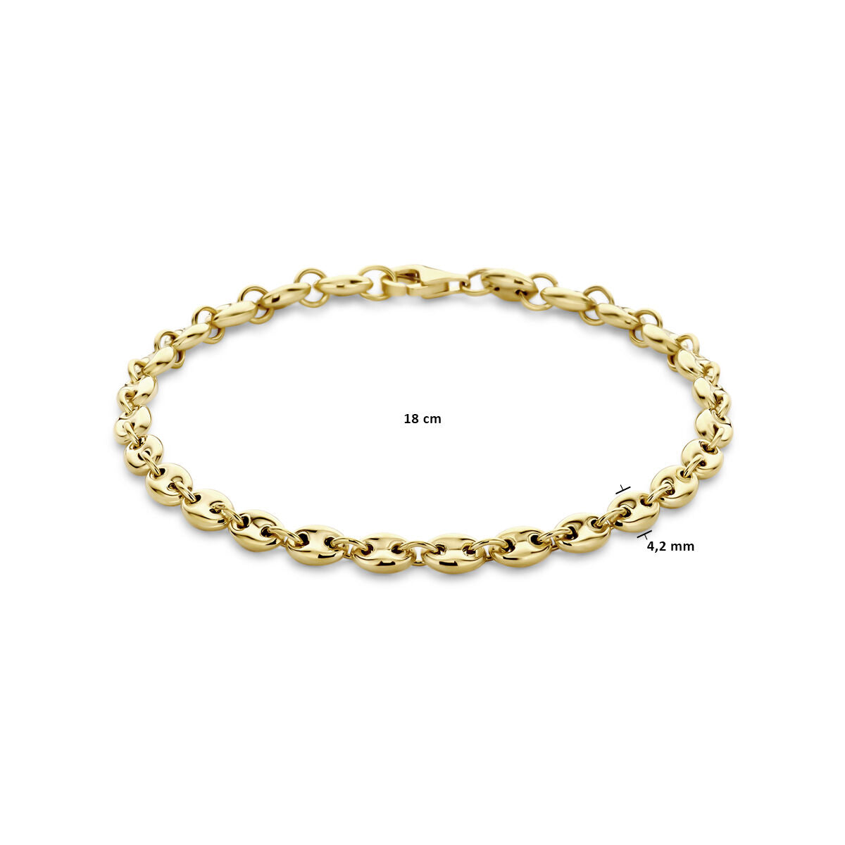 bransoletka z ziarnem kawy 4,2 mm 18 cm 14K żółte złoto