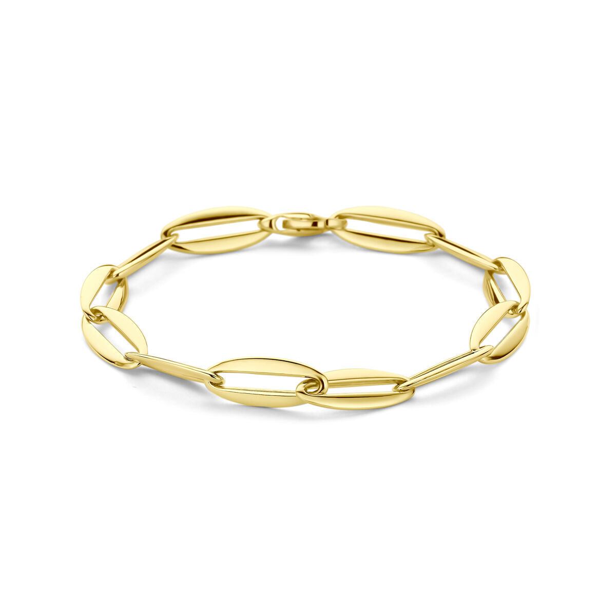 Bransoletka z 14K żółtego złota, o długości 19,5 cm, z ogniwami w kształcie ankerów.