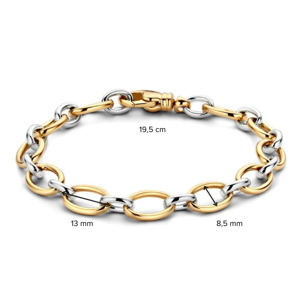 Elegancka bransoletka damska z żółtego i białego złota 14-karatowego, 19,5 cm