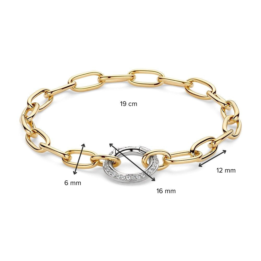 Elegancka Bransoletka ze Żółtego Złota z Białozłotym Zapięciem i Diamentami – 14 Karat