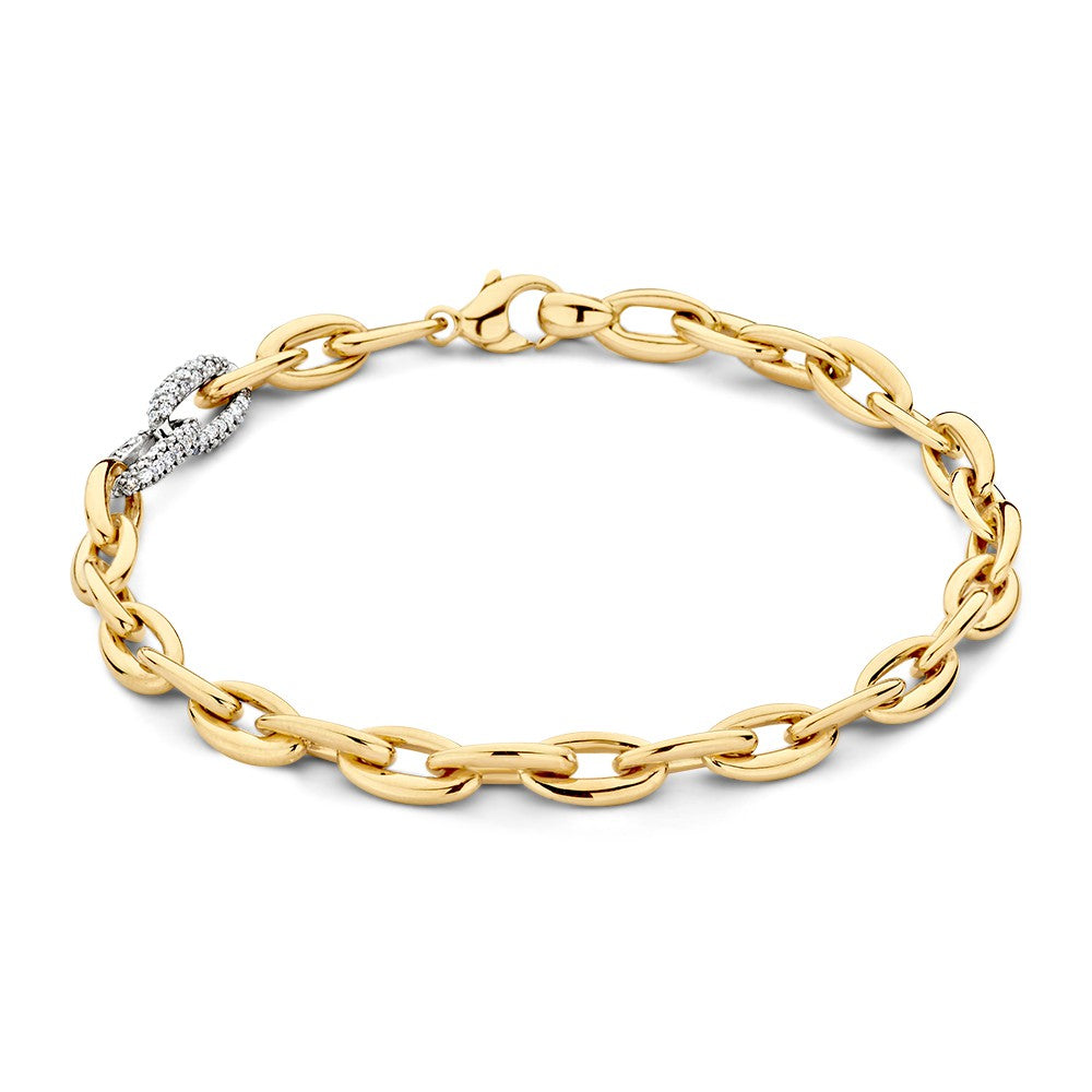 Złota bransoletka o ogniwach z diamentami 0,50 ct, elegancki zapięcie.