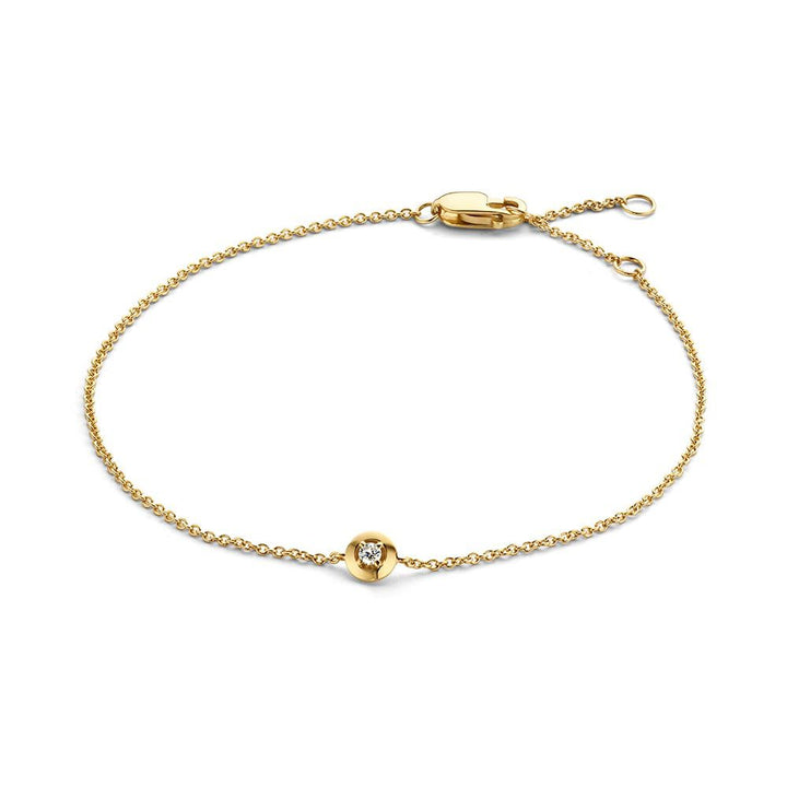 Geelgouden Armband met Briljant – 14 Karaat Goud, 0.03 Karaat Diamant, Elegante Armband voor Dames
