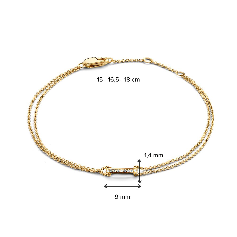 Żółtogoldowa Bransoletka z Błyszczącymi Diamentami – 14 Karat Złoto, 0.06 Karata Diament, Elegancka Bransoletka dla Damskich
