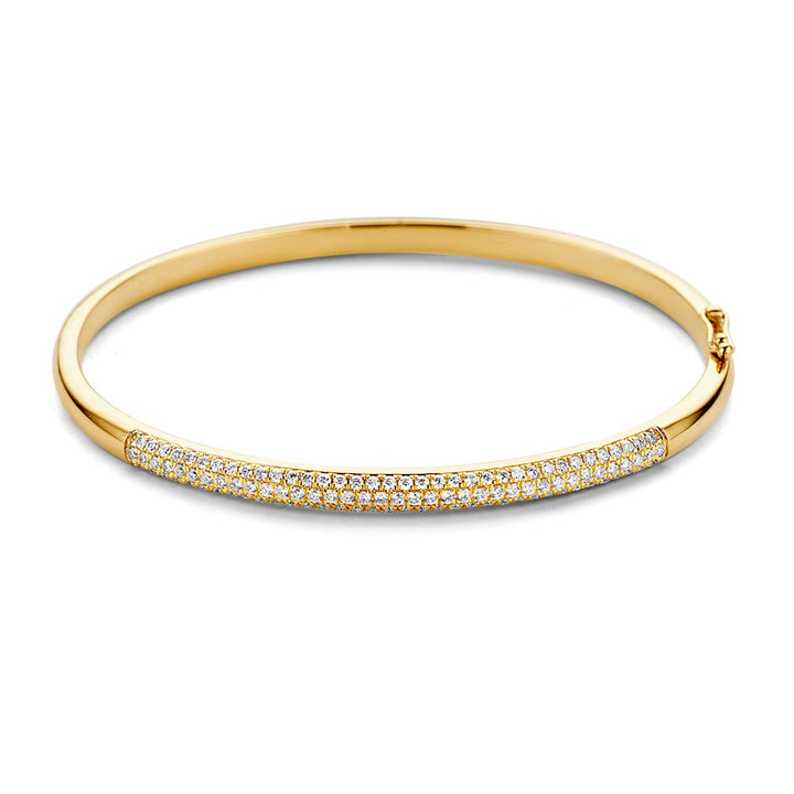 Geelgouden Stijve Armband met Diamant in Pavézetting – 14 Karaat Goud, 1.02 Karaat Diamant, Luxe Armband voor Dames