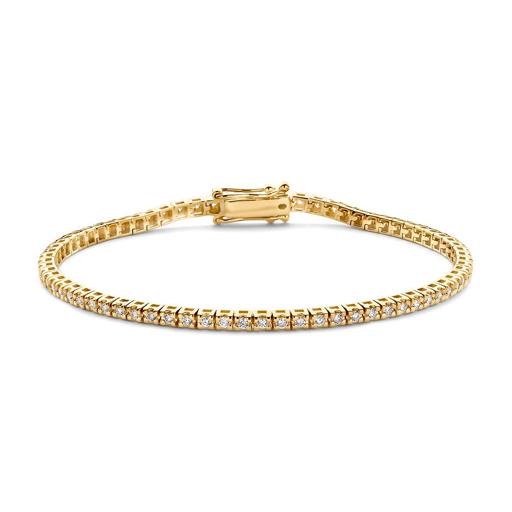 Geelgouden Tennisarmband met Diamanten – 14 Karaat Goud, 1.04 Karaat Diamant, Elegante Armband voor Dames