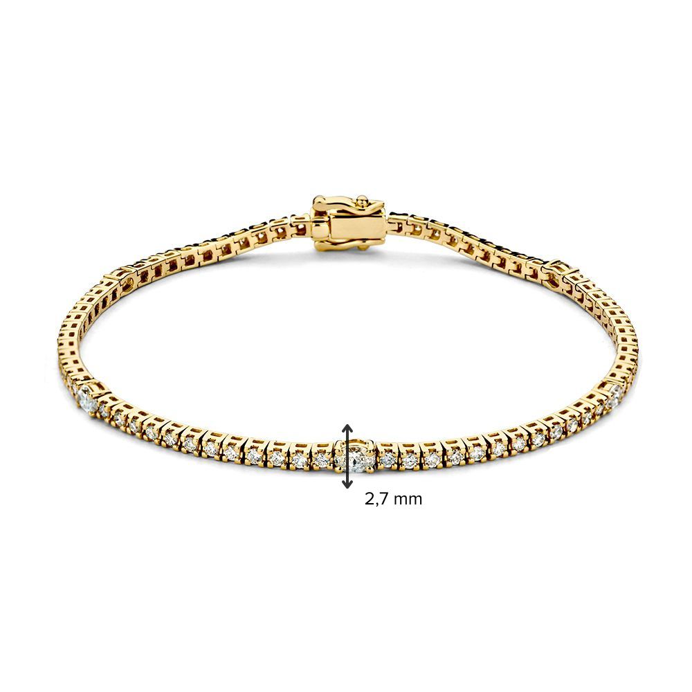 Geelgouden Tennisarmband met Peergeslepen en Briljante Diamanten – 14 Karaat Goud, 1.80 Karaat Diamant, Luxe Armband voor Dames