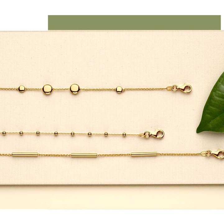 Gouden Armband met Bolletjes – 14 Karaat Geel Goud, Stijlvolle Armband voor Dames, 19 cm