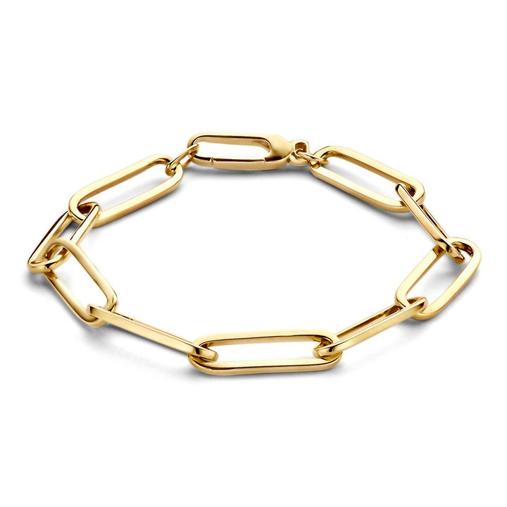 Geelgouden Armband met Paperclip Schakel, 14 Karaat, 6,3 gr, 19 cm