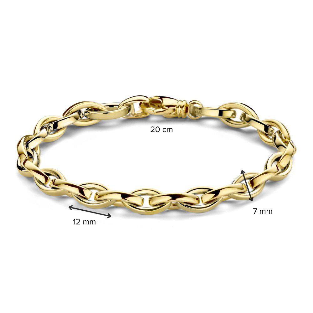 Żółtozłota bransoletka z ogniwami z luksusowym zapięciem – 14 karatowe złoto, 20 cm, elegancka bransoletka damska