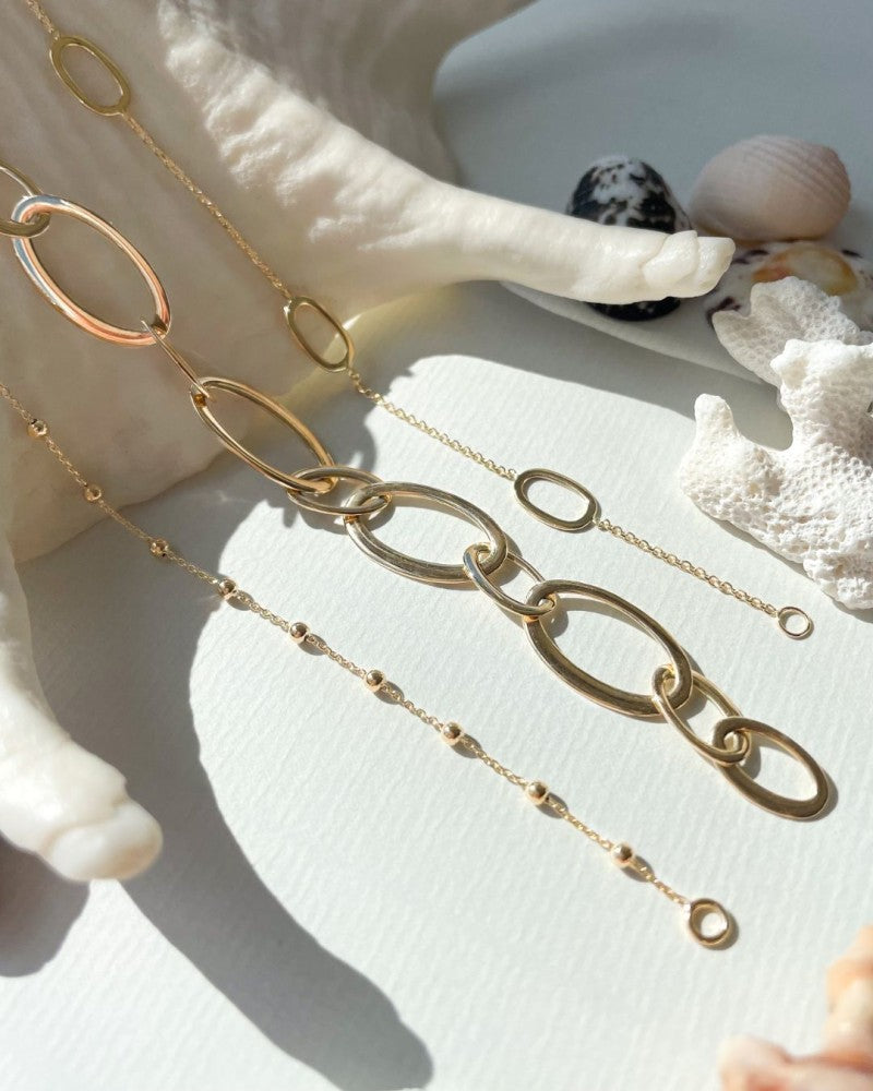 Bransoletka Złota z Kulkami – 14 Karat Żółte Złoto, Stylowa Bransoletka dla Damskich, 19 cm