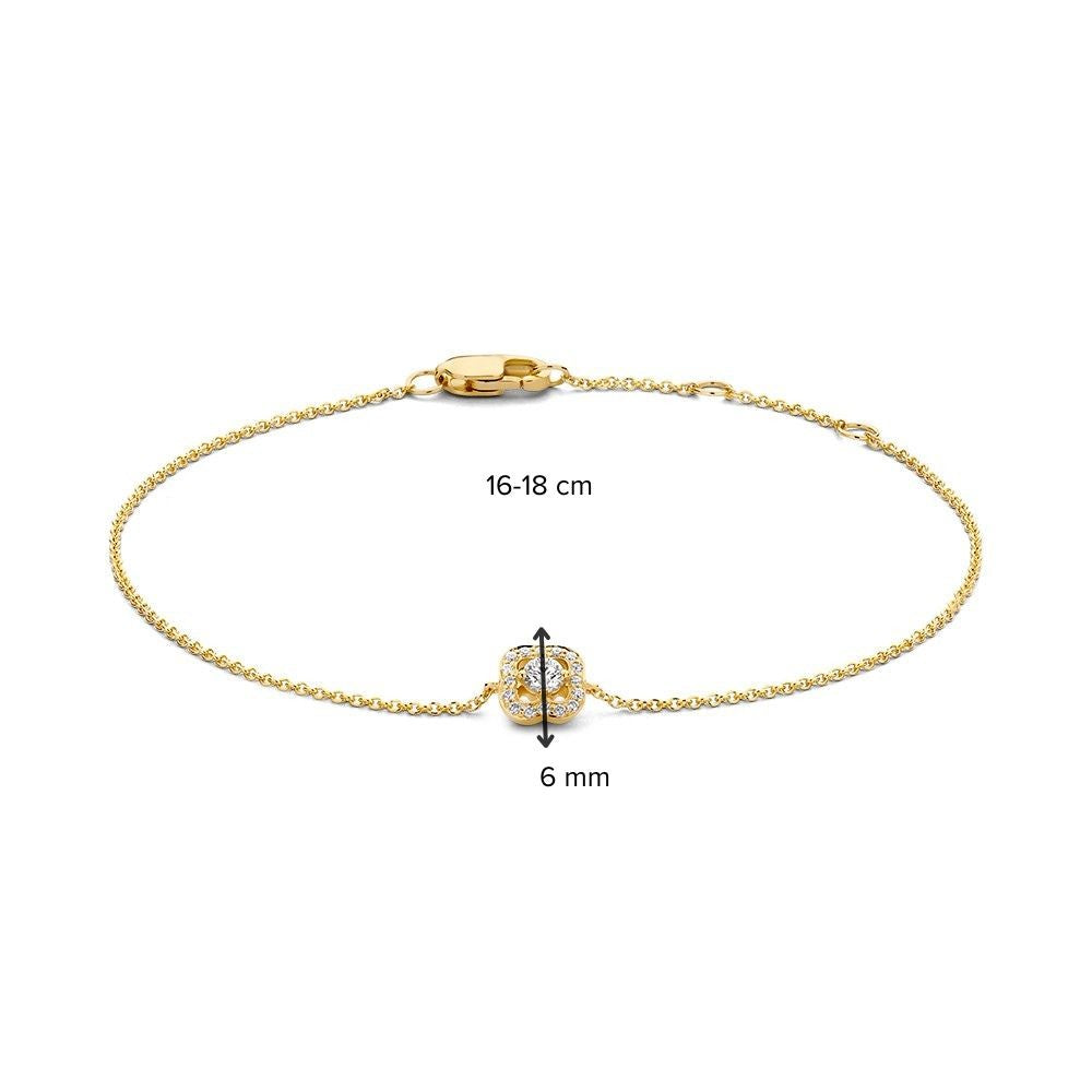Żółtozłota Bransoletka z Diamentami 14 Karat, 0,14 crt – 18 cm, Elegancka i Luksusowa
