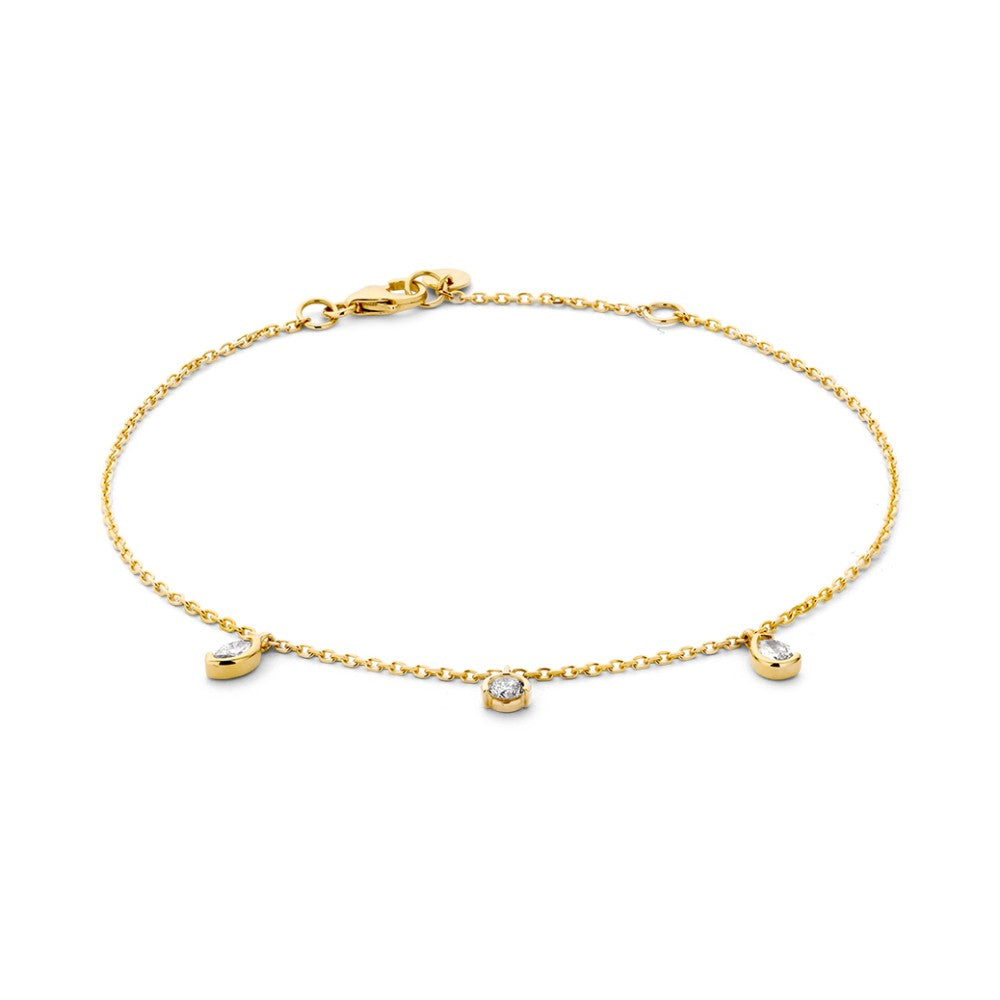 Bransoletka z żółtego złota z trzema diamentami o łącznej masie 0,24 ct.