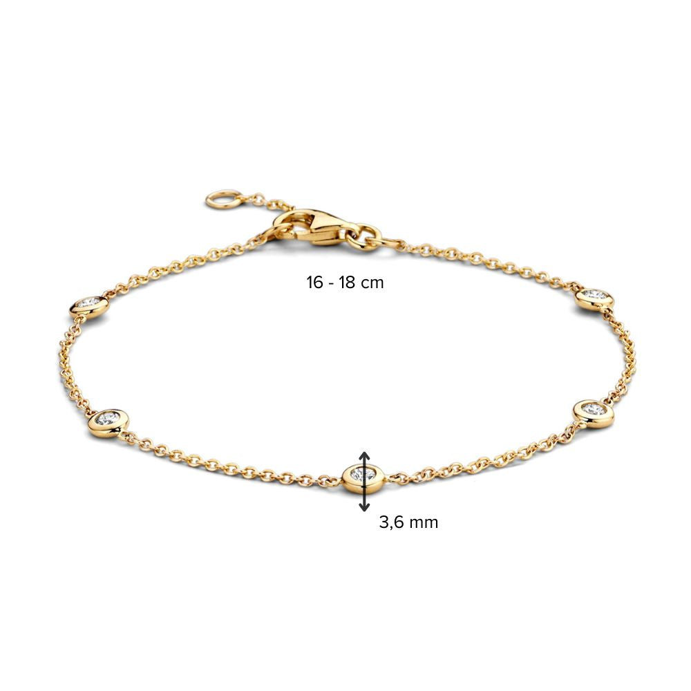 Bransoletka z 14-karatowego żółtego złota z 5 diamentami o wadze 0,05 ct