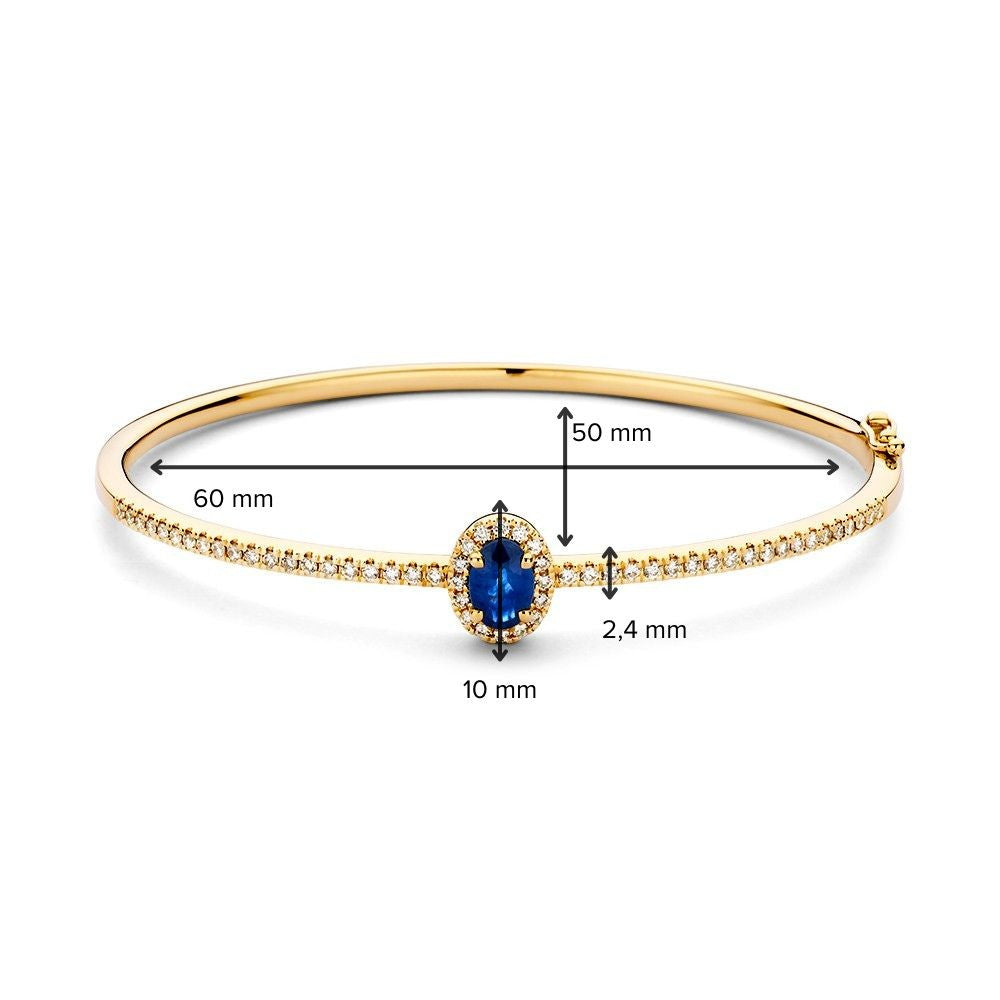 Złota bransoletka z diamentami i szafirem 14 karatów, 0,61 crt diamentów, 0,94 crt szafiru