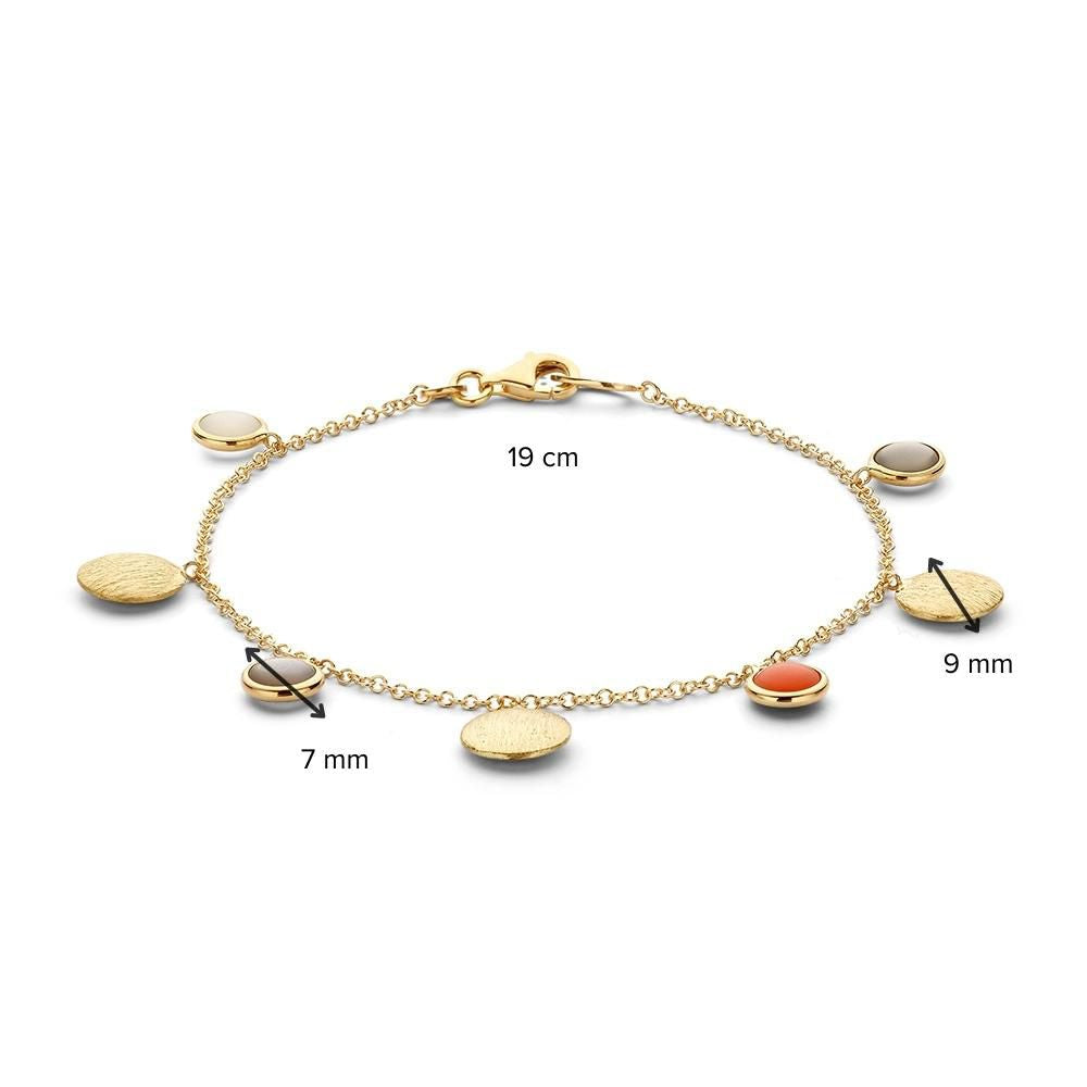 Żółtozłota Bransoletka z Wisiorkami z Księżycowym Kamieniem – 14 Karat, 19 cm