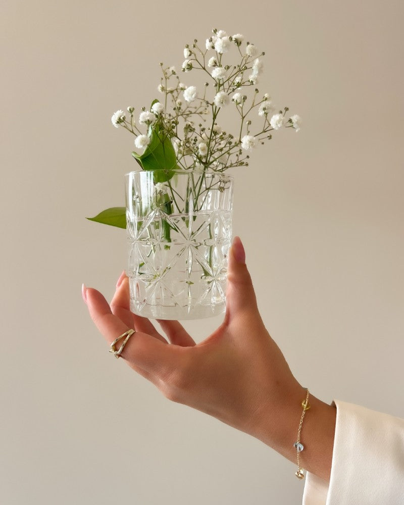 Żółtozłota bransoletka z cytrynowym kwarcem i niebieskim topazem – 14 karat, 19 cm