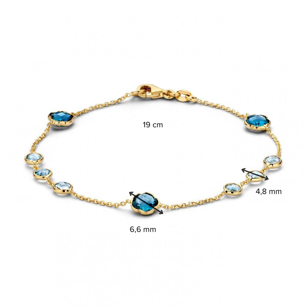 Żółtozłota Bransoletka z Topazem – 14 Karat, 19 cm Długość – Darmowa Wysyłka