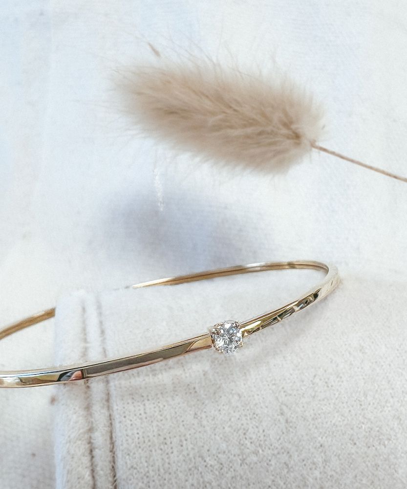 Żółtozłota bransoletka z cyrkonią – 14 karatowa damska bransoletka 19 cm