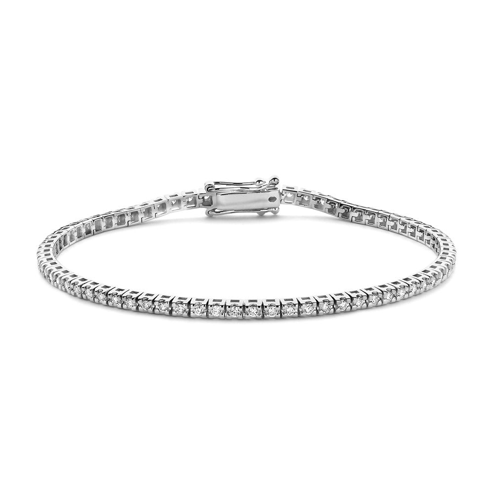Bransoletka z białego złota z diamentami o wadze 0,95 ct, elegancka, z zapięciem.