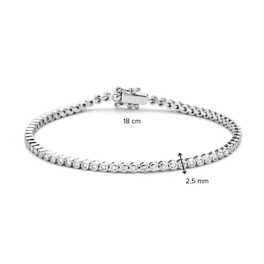 Bransoletka tenisowa z białego złota z 69 diamentami – 1.02 crt, 14 karat